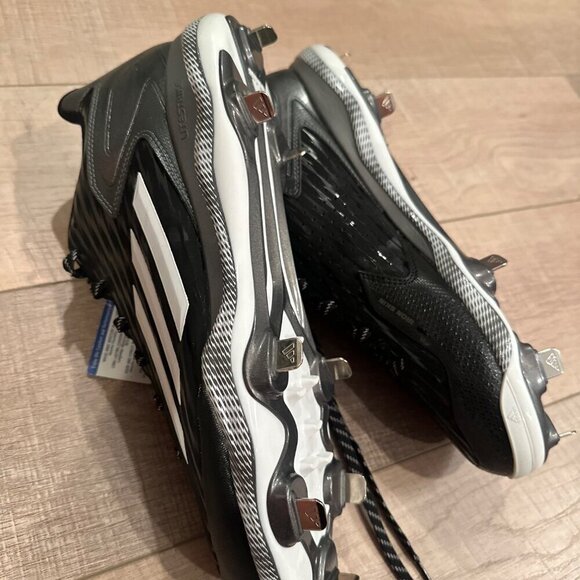 ADIDAS MENS POWERALLEY 3 SIZE 12 BASEBALL CLEATS NEW BLACK AND WHITE main image 10